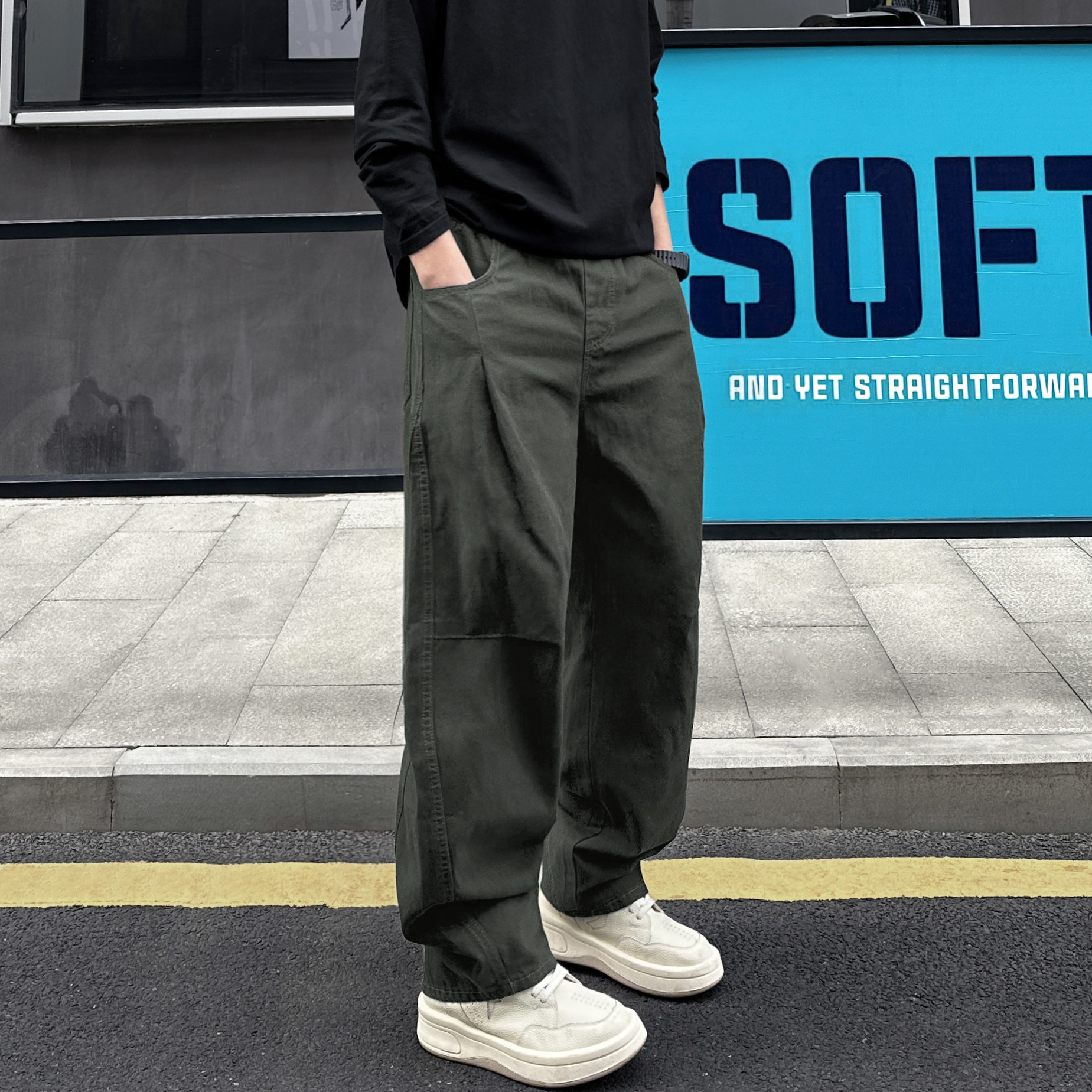 QUALCOMM宽松高街阔腿休闲长裤