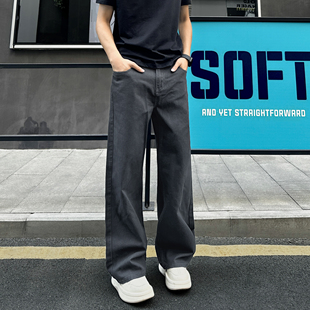 QUALCOMM美式高街复古潮牛仔裤男秋冬美拉德时尚净版百搭款直筒裤