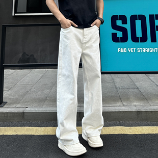 QUALCOMM美拉德复古显瘦牛仔裤秋冬男士美式高街净版直筒百搭长裤