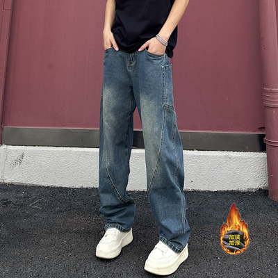 QUALCOMM工装加厚保暖弯刀牛仔裤