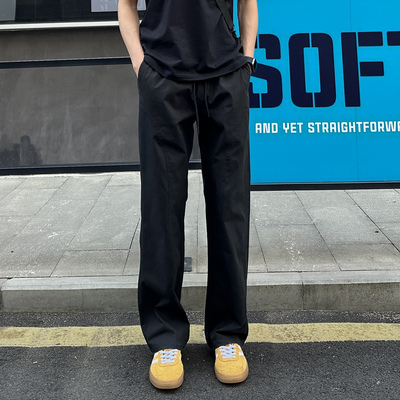 高级黑百搭黑色弯刀休闲裤
