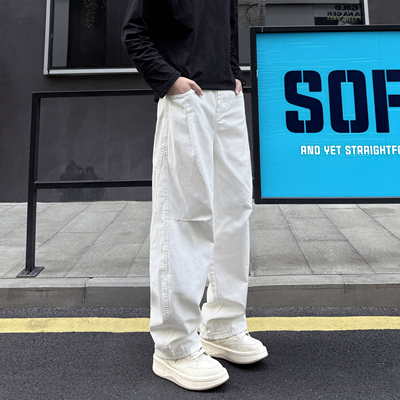 QUALCOMM慵懒风阔腿直筒裤