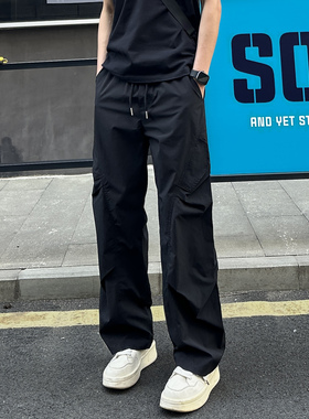 QUALCOMM潮流皱感酷帅直筒休闲裤男女秋冬新款美式户外速干工装裤