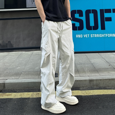 QUALCOMM褶皱感潮流直筒休闲裤男女秋季新款宽松户外工装速干长裤