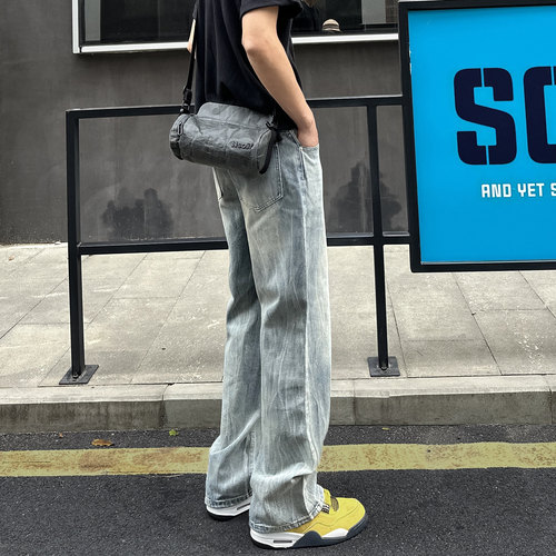 微喇牛仔裤男秋冬新款