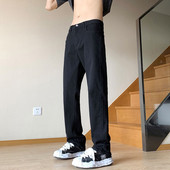QUALCOMM高街小黑裤 子 弹力休闲直筒长裤 vibe牛仔裤 男春秋潮流爆款