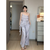 韩系穿搭休闲阔腿裤 向晚意studio轻奢名媛纯欲套装 女夏季 两件套