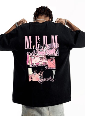 STA.XCC联名美式复古动漫印花纯棉短袖T恤女男款2025夏季美式上衣