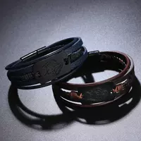 Retro wolf-head leather bracelet for men, multi-layer woven leather wristband, Vikings style jewelry, Wolf totem as a gift for your boyfriend thumbnail 7