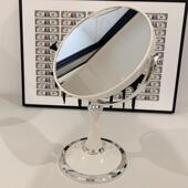 ins风双面化妆镜桌面梳妆台卧室女网红复古简约圆形台式 大号镜子