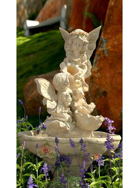 欧式别墅花园庭院阳台装饰布置会所客厅招财家居落地流水景观摆件