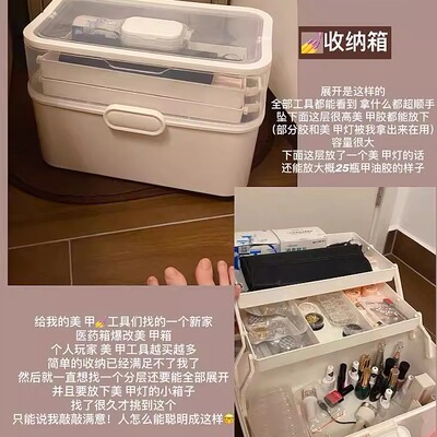 医药箱医疗急救箱适用于美甲工具箱甲油胶收纳盒子大容量多层手提