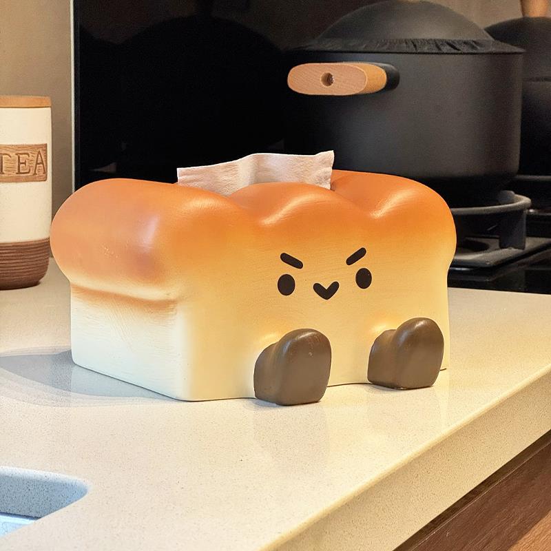 吐司纸巾盒客厅茶几餐巾盒可爱卧室桌面摆件创意抽纸盒装饰小面包