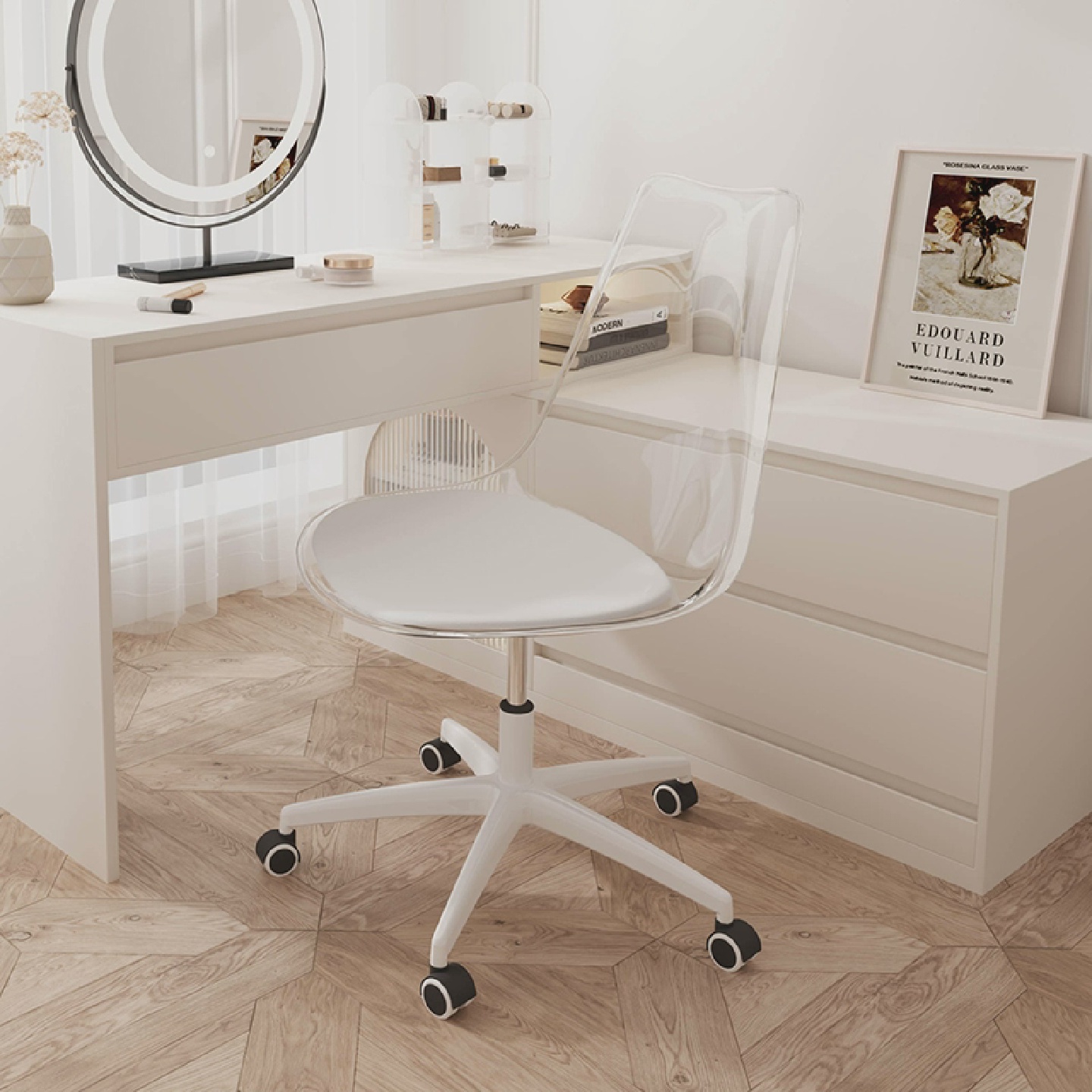 压克力升降椅子久坐舒服电脑椅学习书桌椅家用转椅靠背椅办公座椅