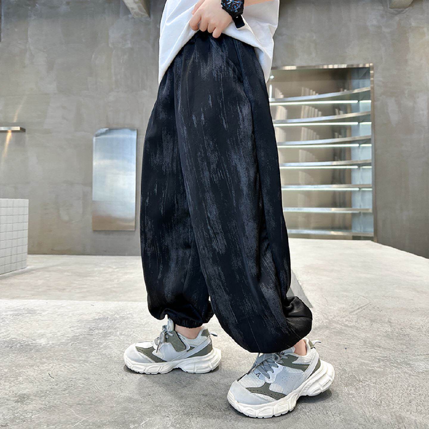 中大童男童夏季防蚊裤速干薄款学生休闲运动长裤外穿宽松夏装冰丝