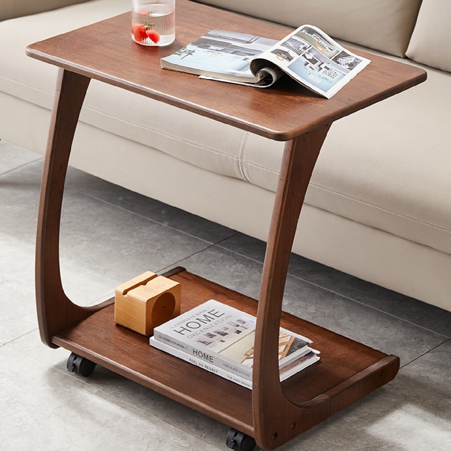 实木沙发边几柜可移动桌子带轮迷你茶几客厅小户型家用方角几茶台