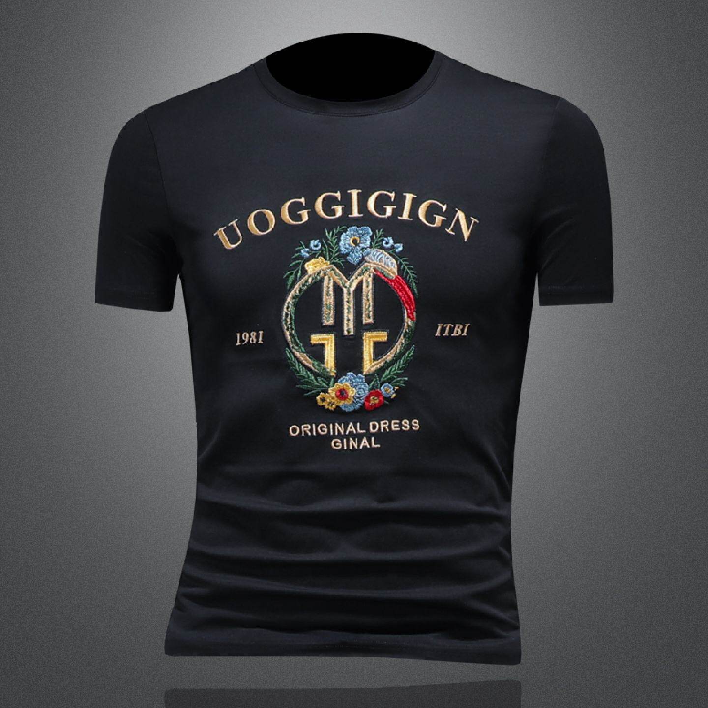 男士短袖恤衫欧货高端百搭时尚个性印花修身显瘦夏季新款恤潮潮男