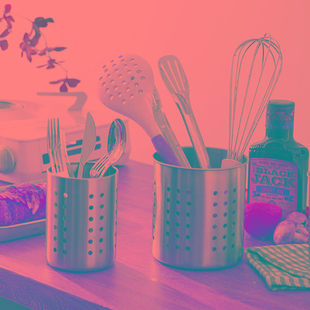 不锈钢筷子筒大号小号餐具笼餐具收纳置物架圆形叉勺架单筒