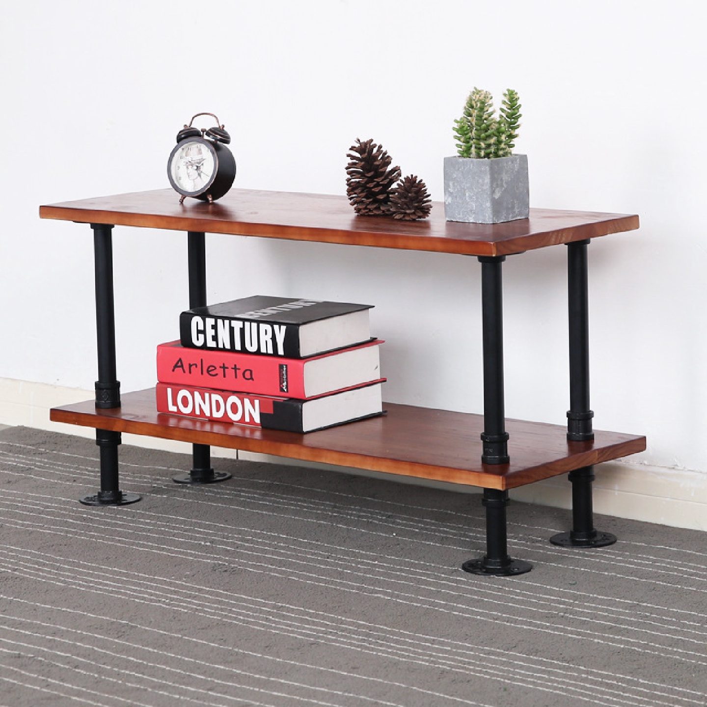 复古工业风置物架卧室客厅落地式多层收纳架水管式家用书架批发