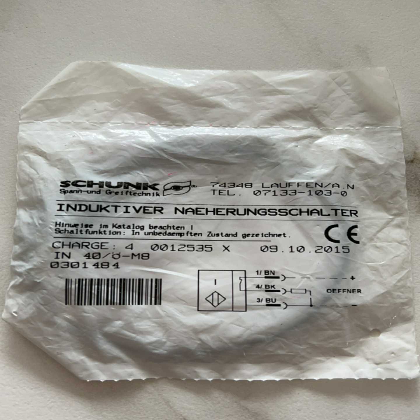 询价-IN40/O-M8雄克SCHUNK0301484原