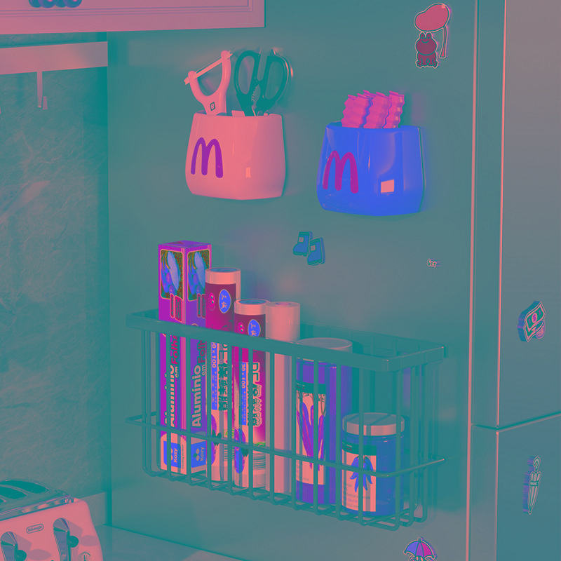 冰箱置物架侧收纳厨房夹缝调料神器保鲜袋挂篮入户门磁吸收