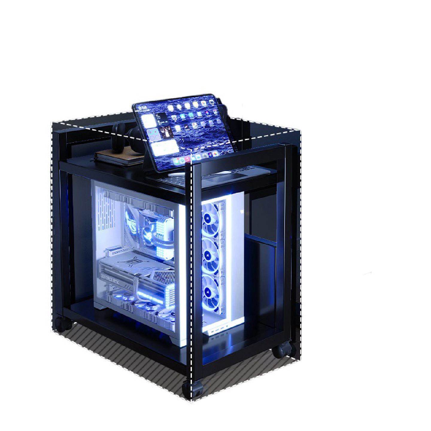 电竞房电脑主机托架多层可移动机箱底座置物架落地家用桌下小推车