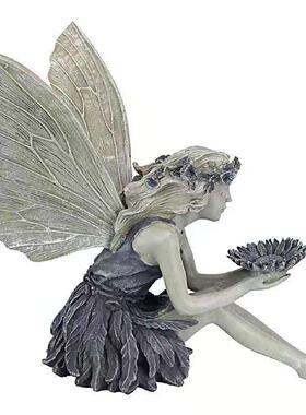 跨境新款居家花仙子喂鸟器天使女孩小天使雕像户外院子装饰摆件
