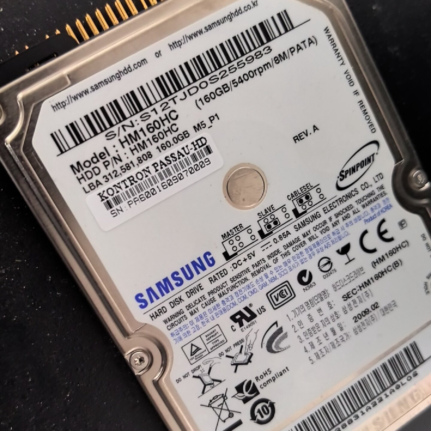 原装三星160G笔记本硬盘，型号HM160HC，2.5寸-议价