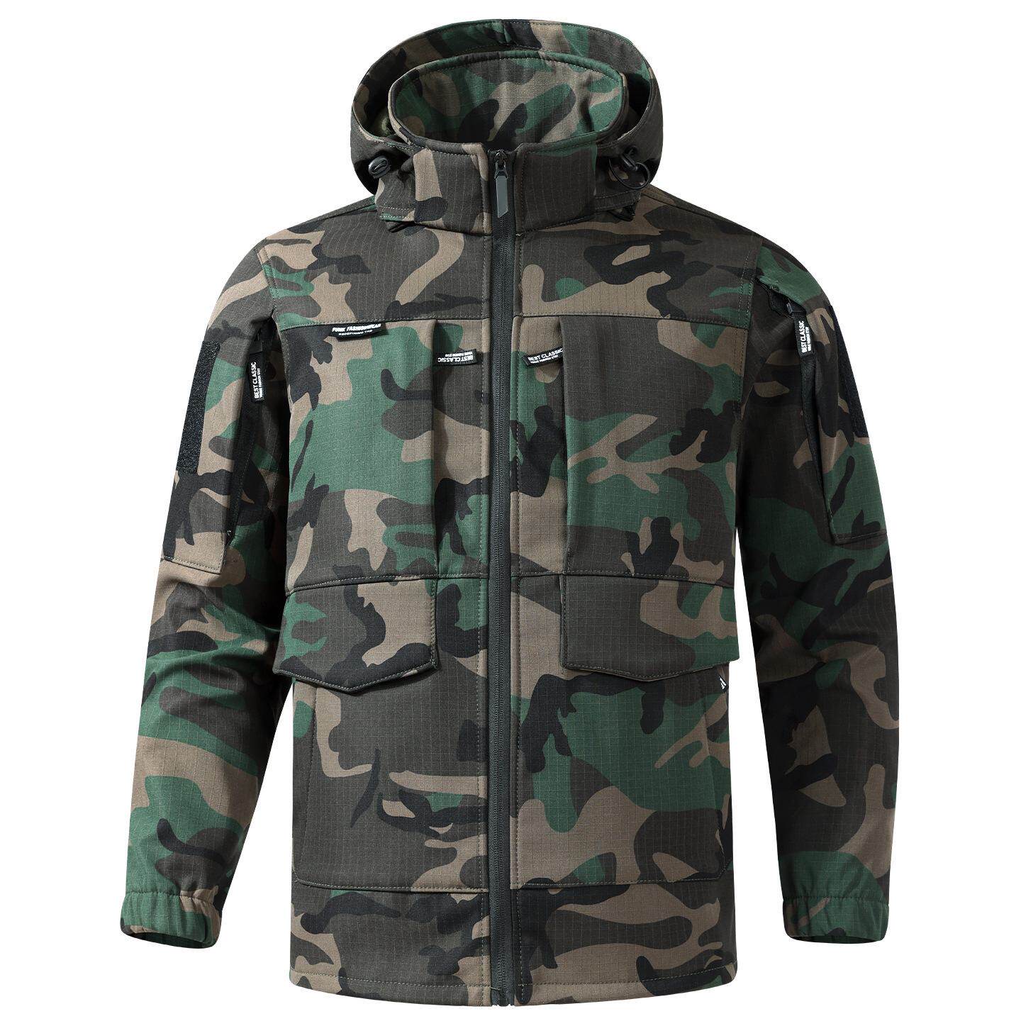 秋冬加绒迷彩服套装男耐磨户外劳保工作服加厚工地保暖防寒工装服