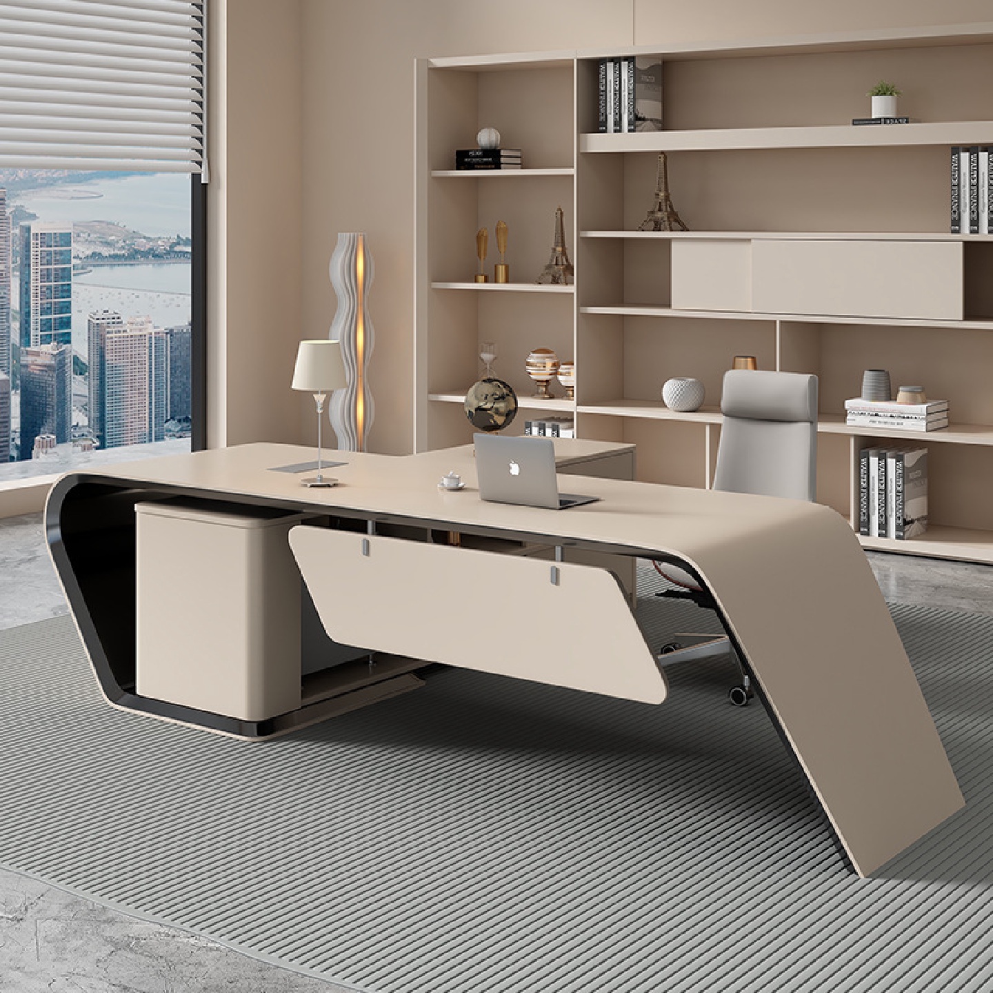 轻奢高端大班台老板桌董事长办公桌椅组合现代简约时尚高级总裁桌