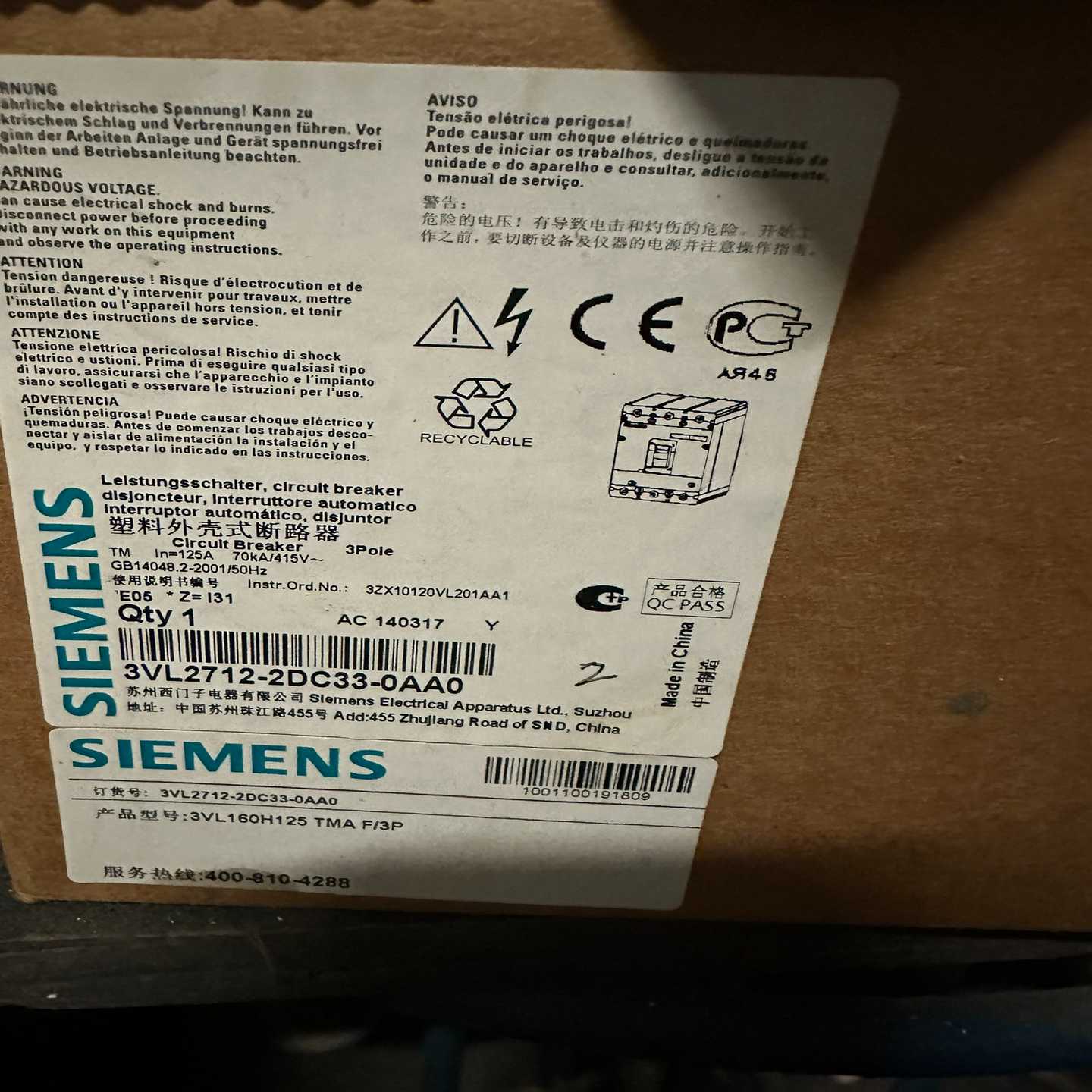 塑壳断路器3VL2708-2DC33-0AB1-Z询价