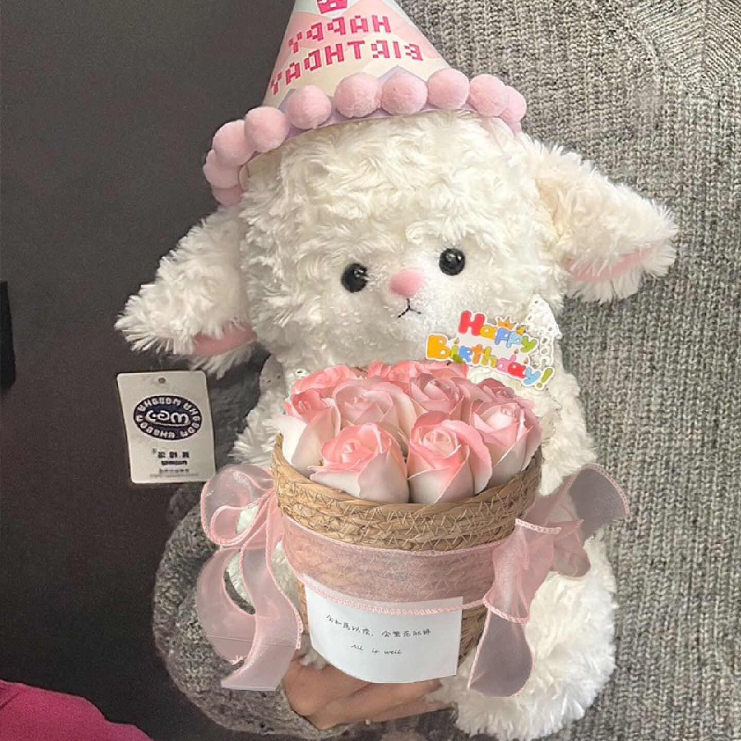 小羊玩偶娃娃永生花束抱抱桶送女生闺蜜女朋友女孩生日礼物情人节