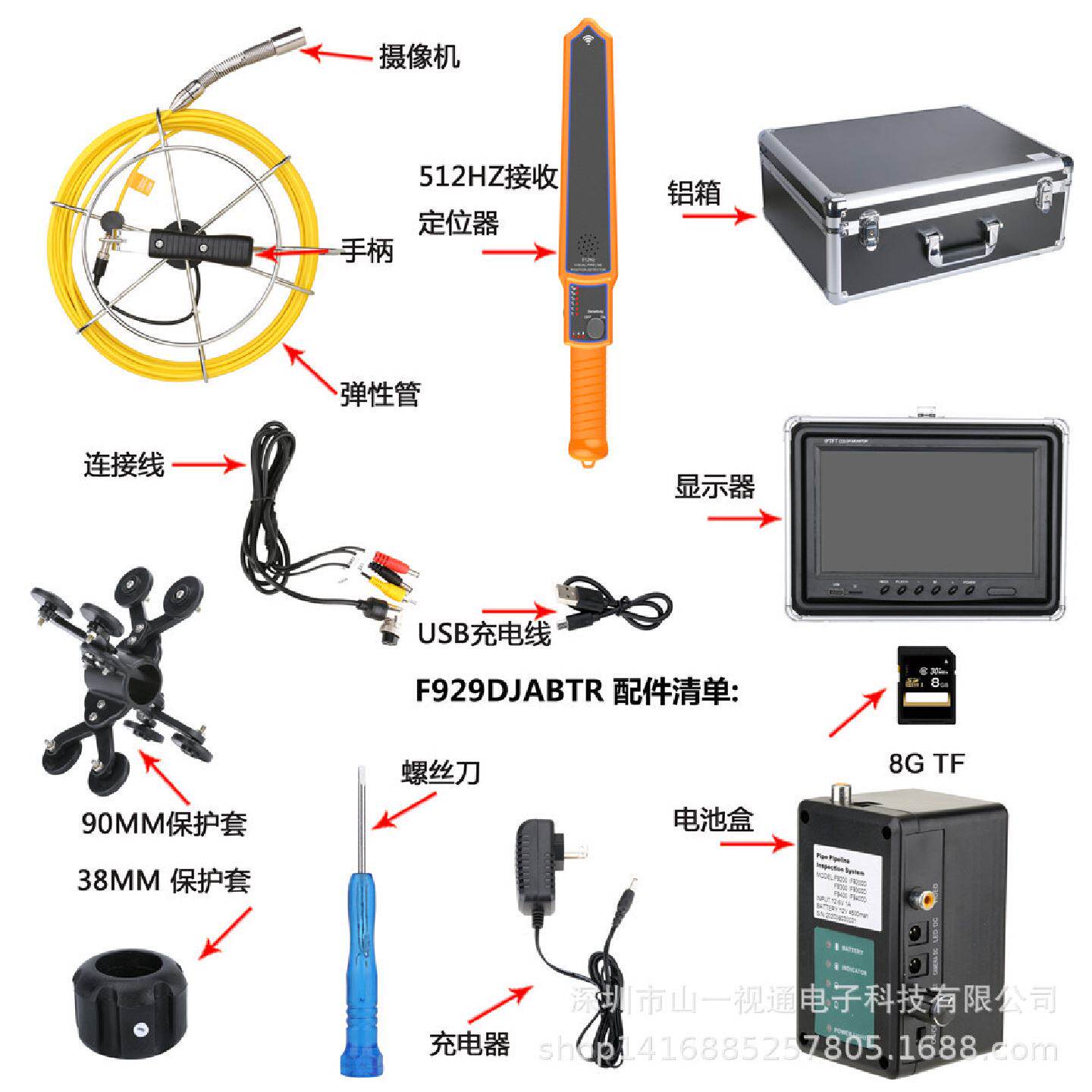 高清管道工业内窥镜摄像机下水道视频探测器孔内井下监控测堵仪
