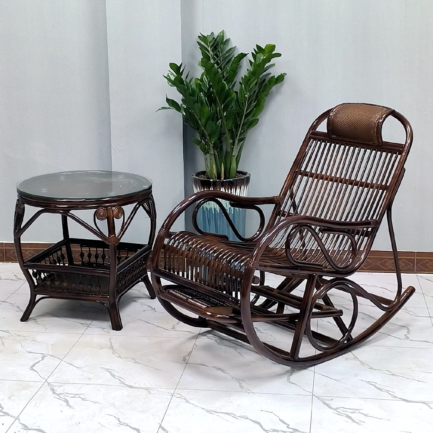 藤椅摇椅躺椅阳台家用休闲大人老人客厅庭院藤编逍遥懒人休闲躺椅