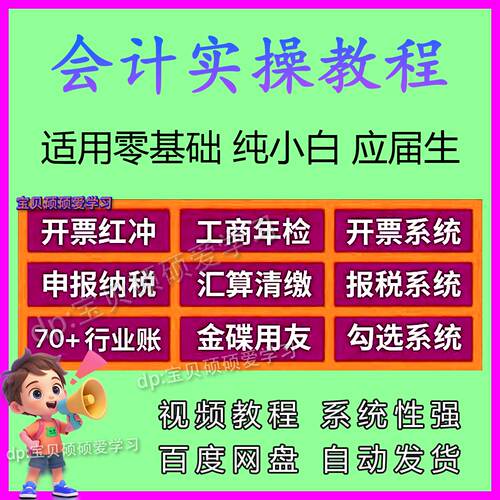 26年新会计实务实操做账报税教程出纳系统教程视频手工真账