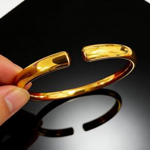12金包银定制SZ327卡6轮胎亮面开口手镯999足银17g包足金1.5克