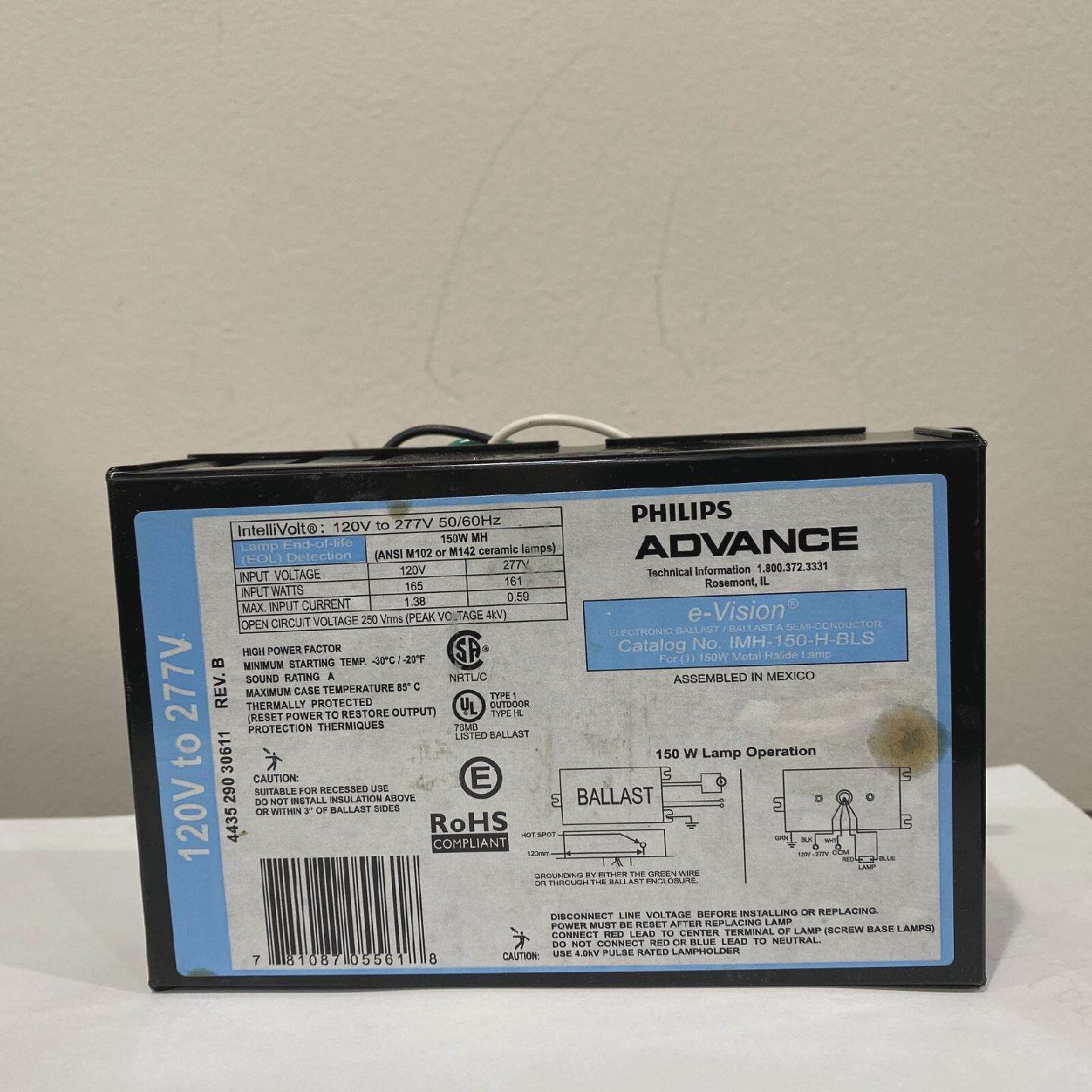 AQTY2 Philips Advance eVision IMH150HBLS 120V277V 5060Hz Rev