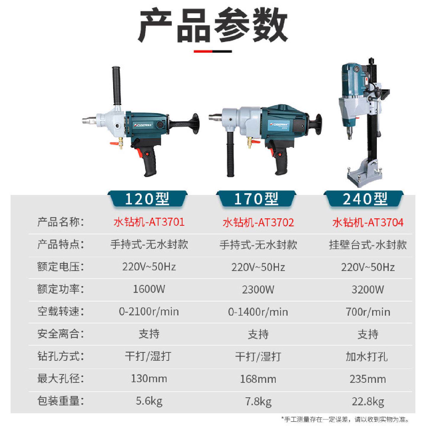 奥奔新型水钻开孔机家用空调小型打墙钻孔机手持式电动水泥搅拌机