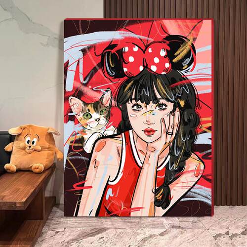 照片定制装饰画艺术手绘情侣卡通头像客厅生日礼物装饰画