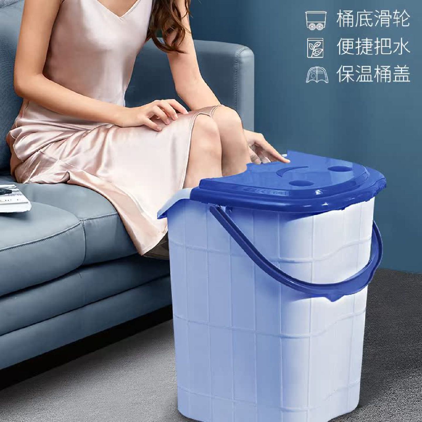 泡脚桶过小腿带盖子塑料加大高深桶足疗桶家用保温按摩足浴盆洗脚