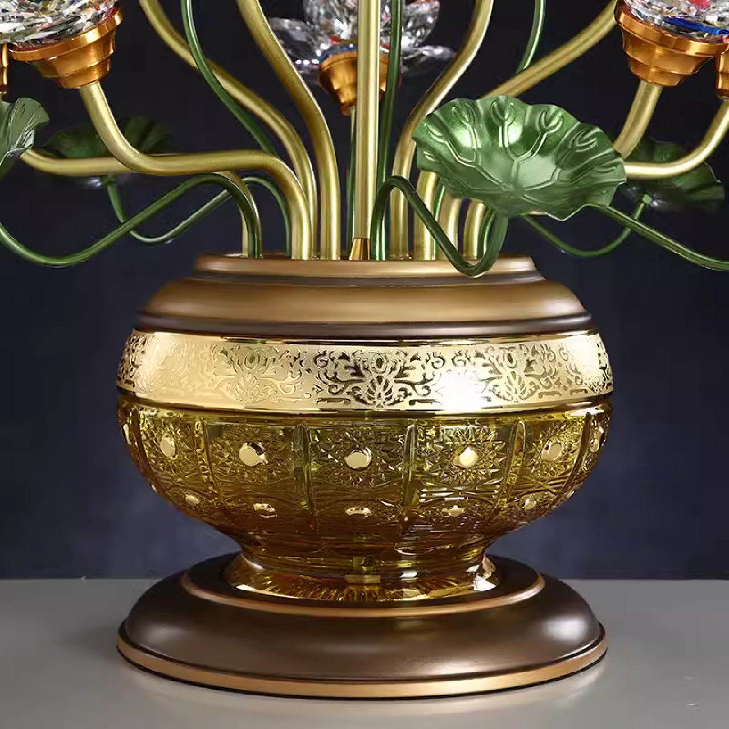 供佛七彩水晶莲花灯led九品佛前供灯长明灯佛堂寺院插电观音灯
