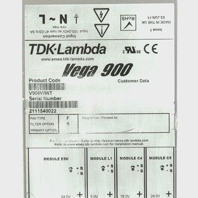 TDKLambda V900WWT Spectrometer Power Supply Vega 900 AB Scie