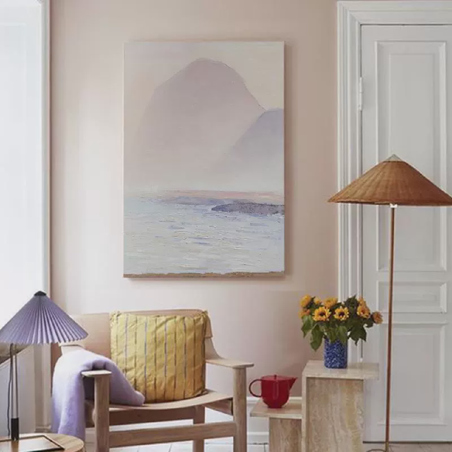 E painting微喷晶瓷青山淡彩 新中式抽象晶瓷客厅风景纯手工