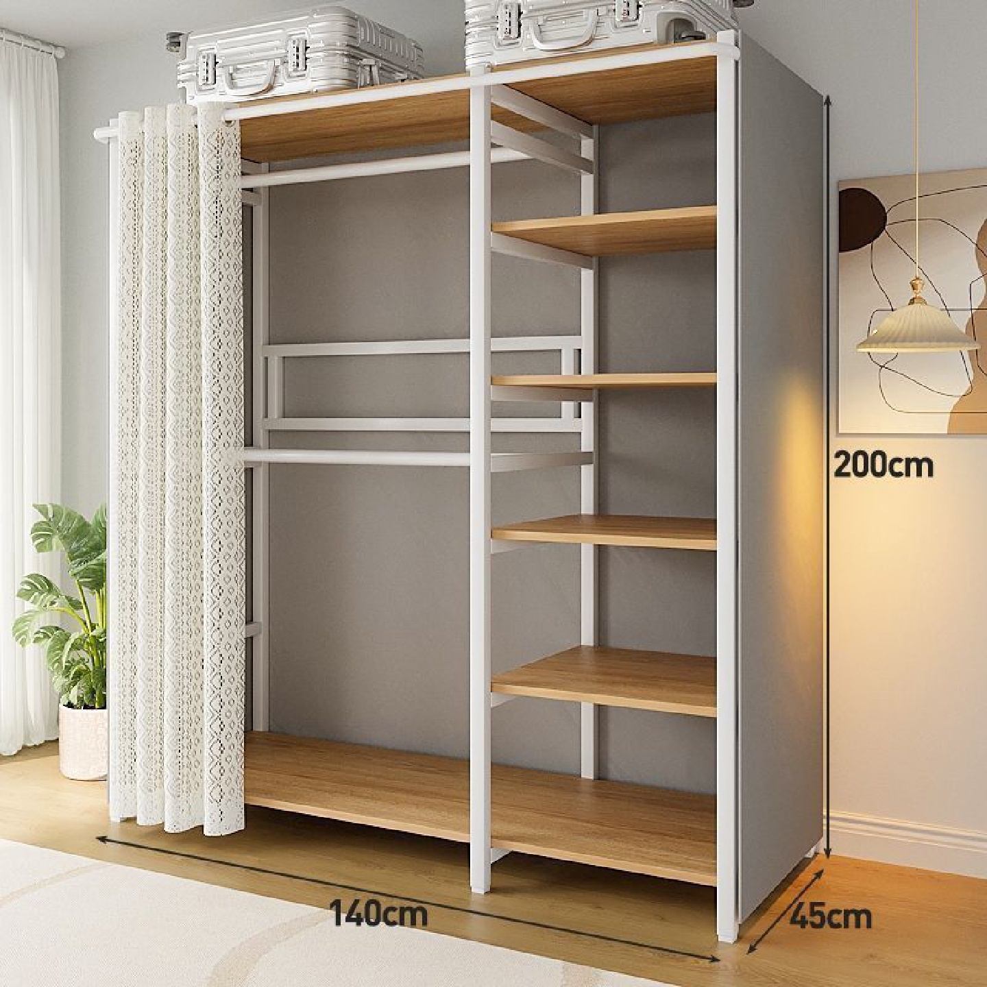衣帽架家用卧室组合挂衣架落地大容量衣橱开放式衣柜出租房收纳柜