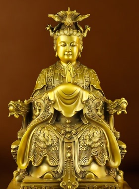 纯黄铜碧霞元君泰山奶奶摆件泰山娘娘神像家用供奉客厅泰山老母像