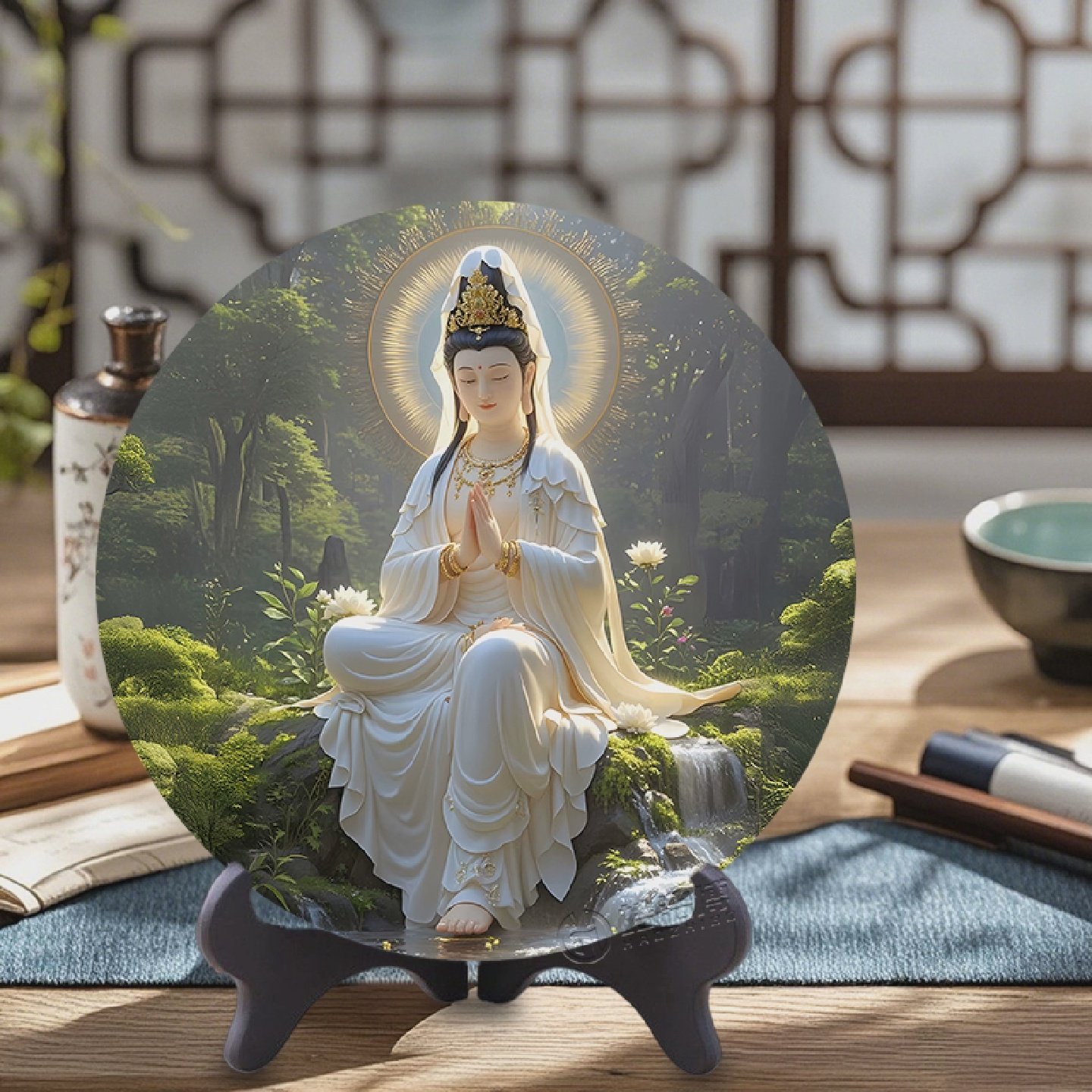 观自在观音菩萨保佑家人平安事事顺利客厅玄关书房相框佛堂摆台,家居饰品,桌面摆件,淘宝优惠券,粉丝福利购,淘宝优惠卷