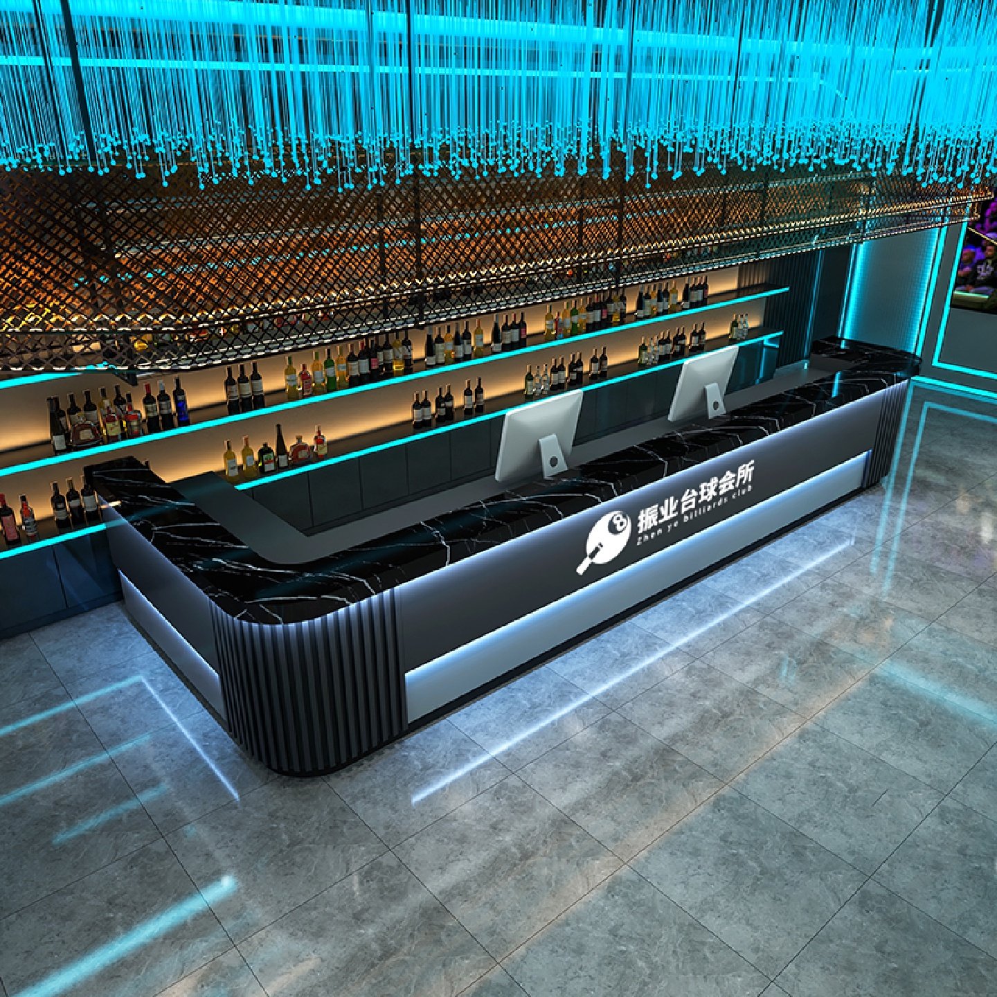 工业风台球厅吧台KTV电竞酒店酒吧前台收银台网咖健身会所接待台