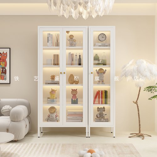 #防尘儿童书柜带玻璃门简约现代书架置物架落地家用客厅柜子储物