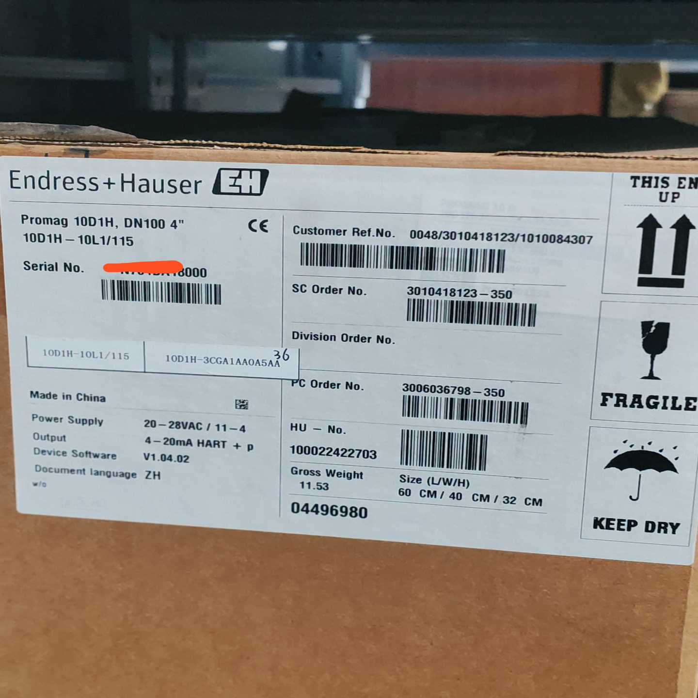 EH电磁流量计10D1H-3CGA1AA0A5AA全新带包