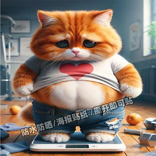 家居儿童房间厕所门窗背景墙面装 饰悲伤小猫咪海报贴纸画遮丑自粘